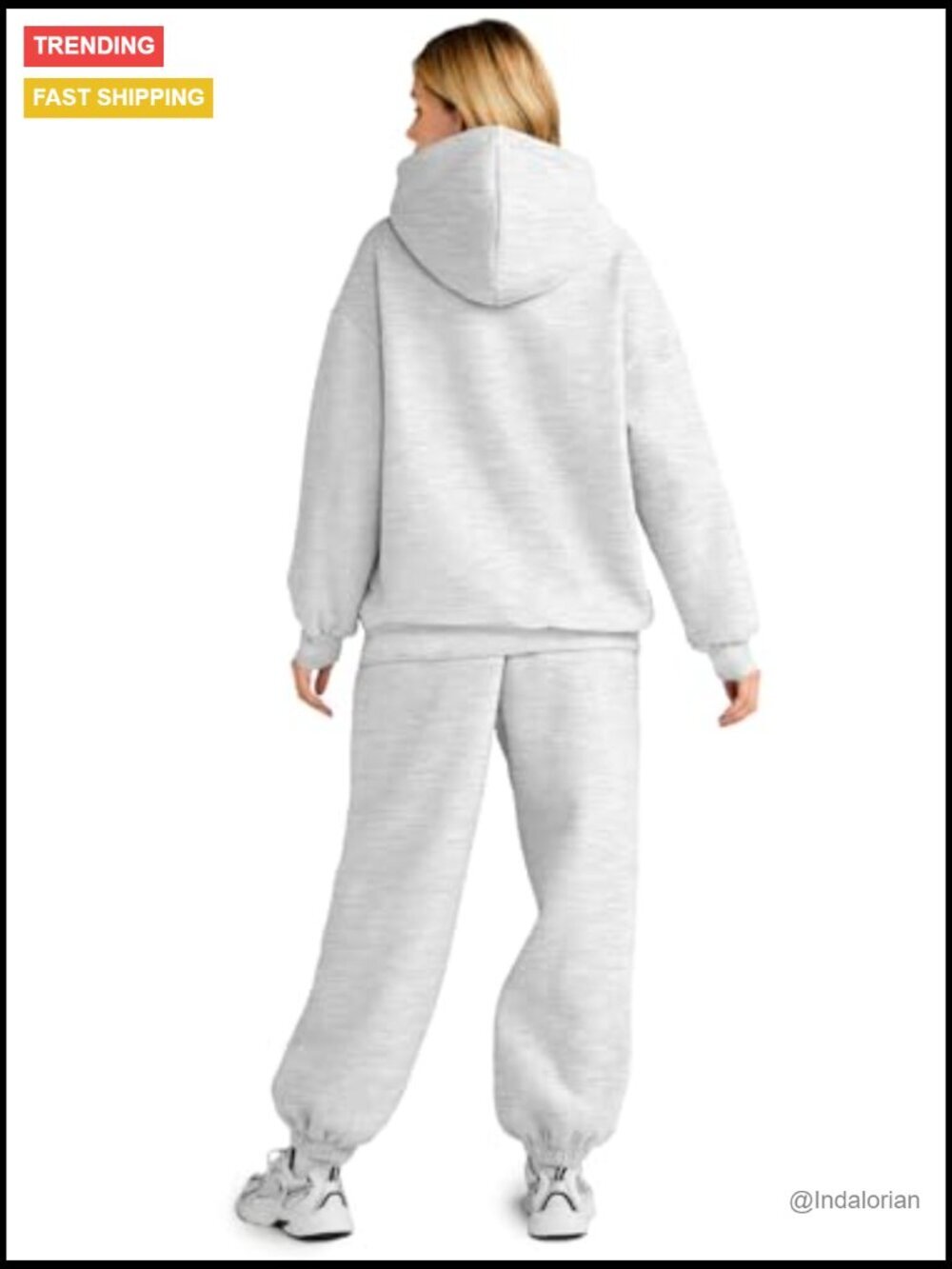 Oversized Hoodie Sweatsuit Set 50% Polyester 50% Cotton Loungewear - Picture 3 of 7